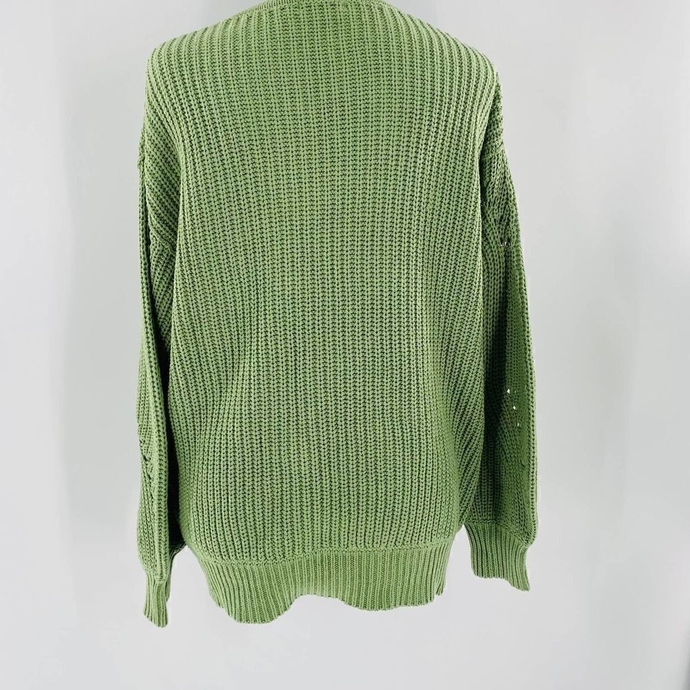 LUSH Open Stitch V-Neck Oversized Sweater In Pistachio Size Small - Picture 7 of 11